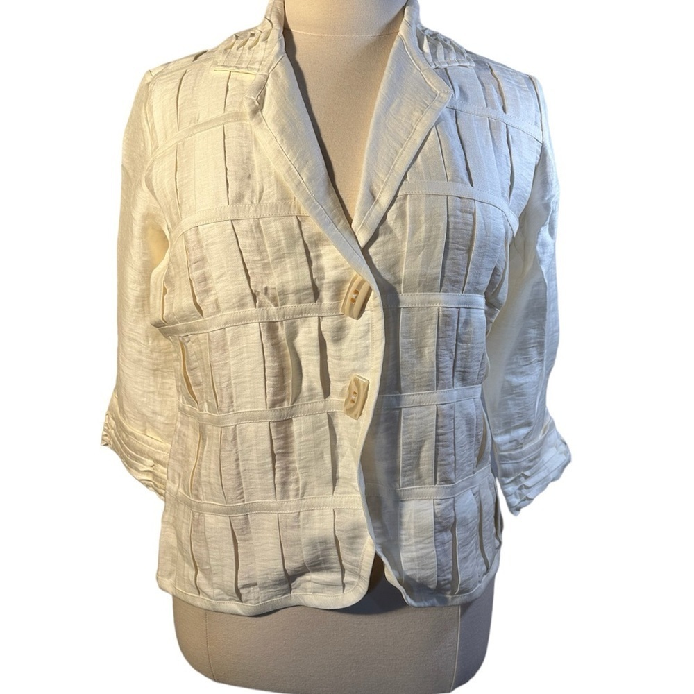 NWOT Norm Thompson Vintage Linen and Silk like Button Up blouse blazer